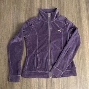 Puma Purple Velour Track Jacket Full Zip Ring Pull Y2K
